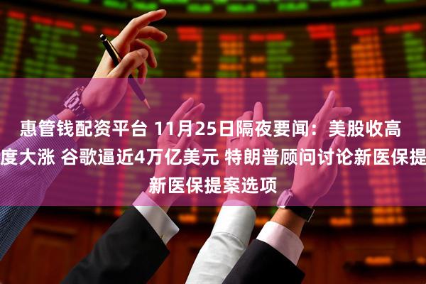惠管钱配资平台 11月25日隔夜要闻：美股收高 阿里百度大涨 谷歌逼近4万亿美元 特朗普顾问讨论新医保提案选项